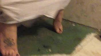 wife on toilet showing off sexy feet and panties